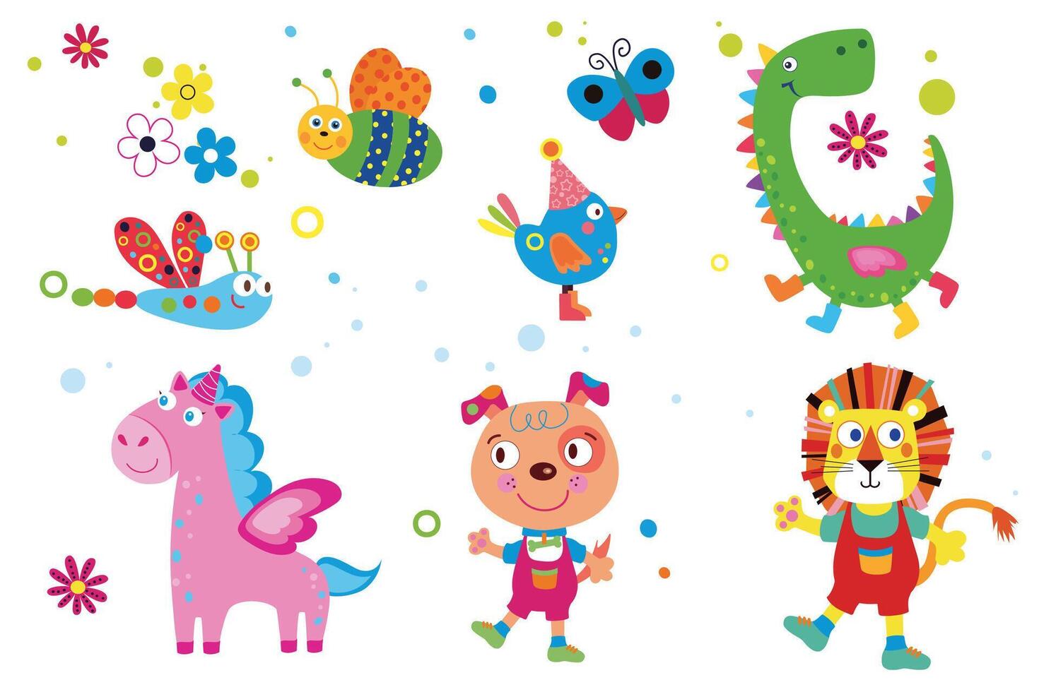 Series set of children's animal characters vector