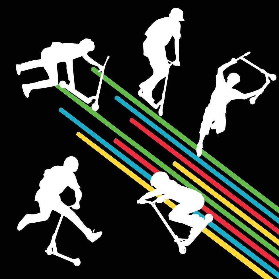 Man on scooter doing trick, illustration vector