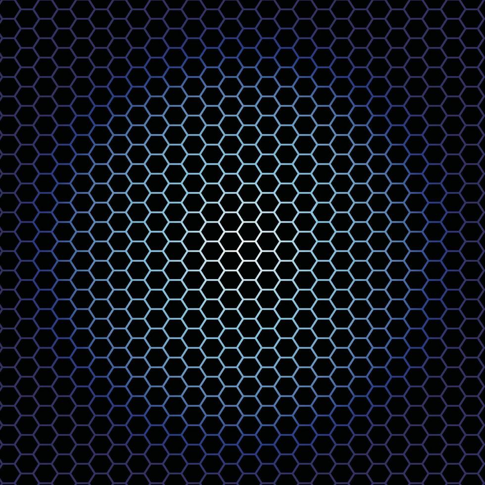 Honeycomb background glowing blue. Dark background. Carbon seamless vector