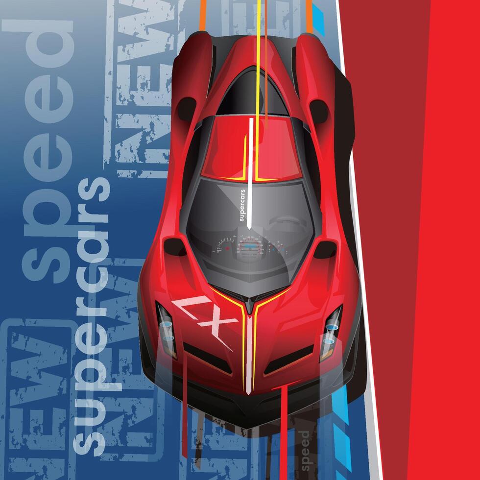Car. Supercar. Red car. vector