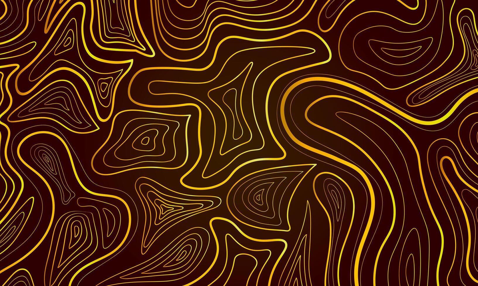 Abstract horizontal background with colorful waves on brown background. gold lines swirl. vector