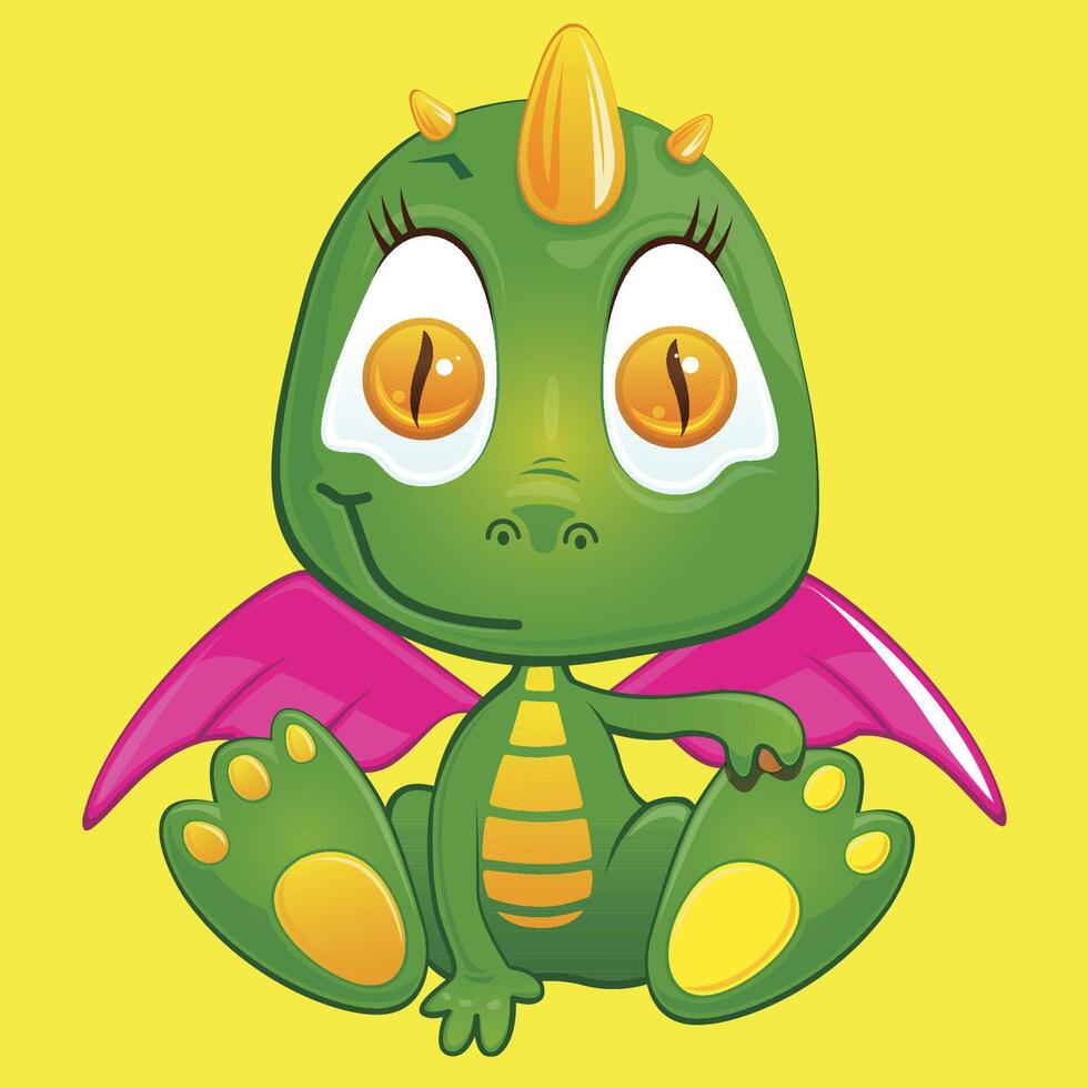 Beautiful cute dragon. Cartoon dragon. Dinosaur print. vector