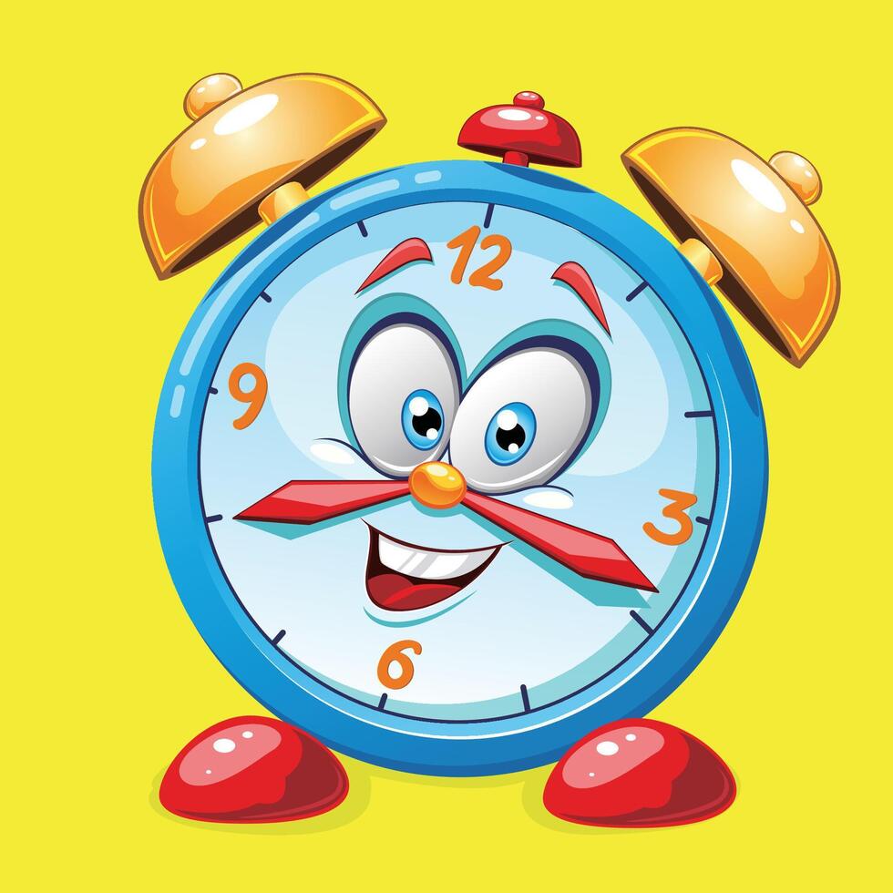 Cartoon character Alarm clock, clock vector