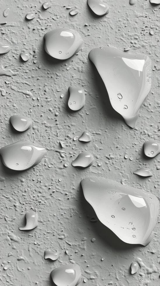 Water droplets on a textured surface creating a shimmering effect in soft light photo
