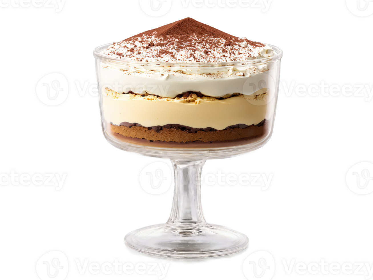 Tiramisu classic coffee flavored dessert with mascarpone and cocoa served in a transparent glass dish png