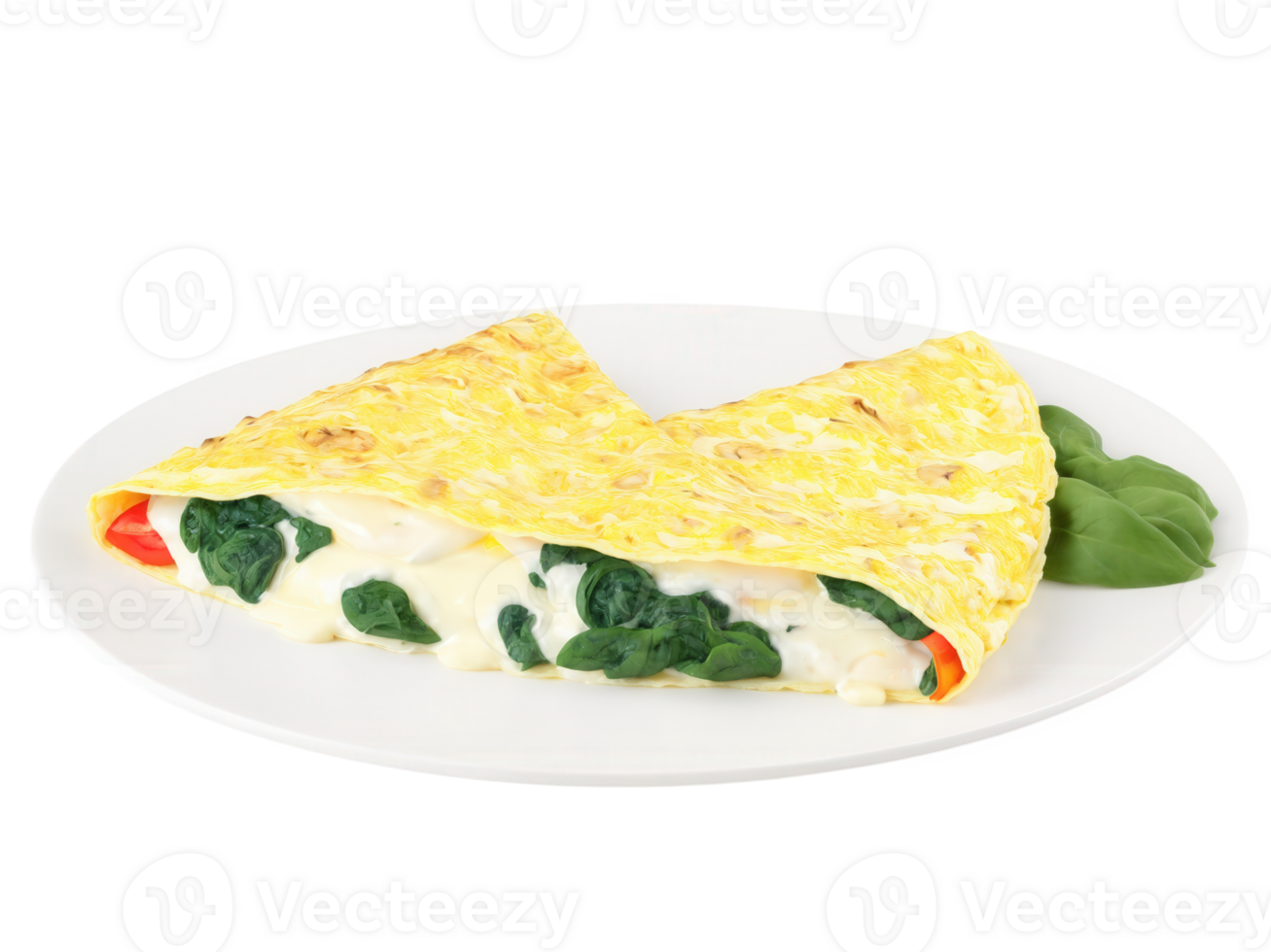 Egg White Omelette An omelette made with egg whites, filled with vegetables like mushrooms, spinach, and bell peppers. png