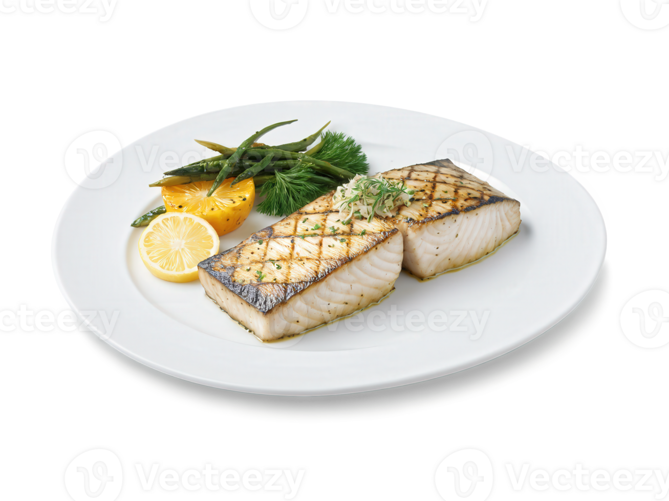 Grilled Mahi-Mahi Mahi-mahi fillets grilled with a light citrus marinade, served with fresh herbs and a side of roasted vegetables. png
