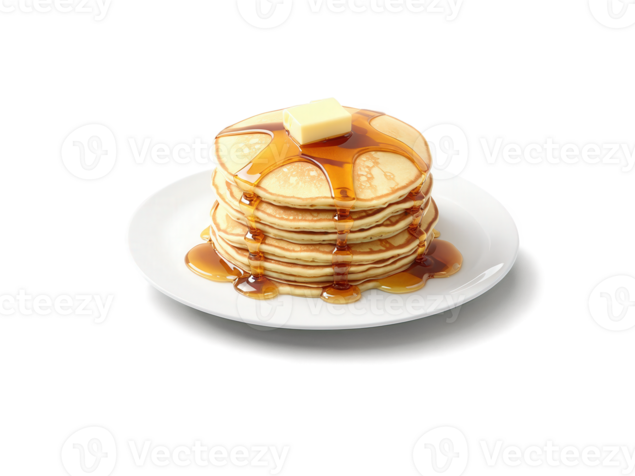 Pancakes with Maple Syrup Fluffy pancakes stacked high, topped with a generous drizzle of warm maple syrup, and served png