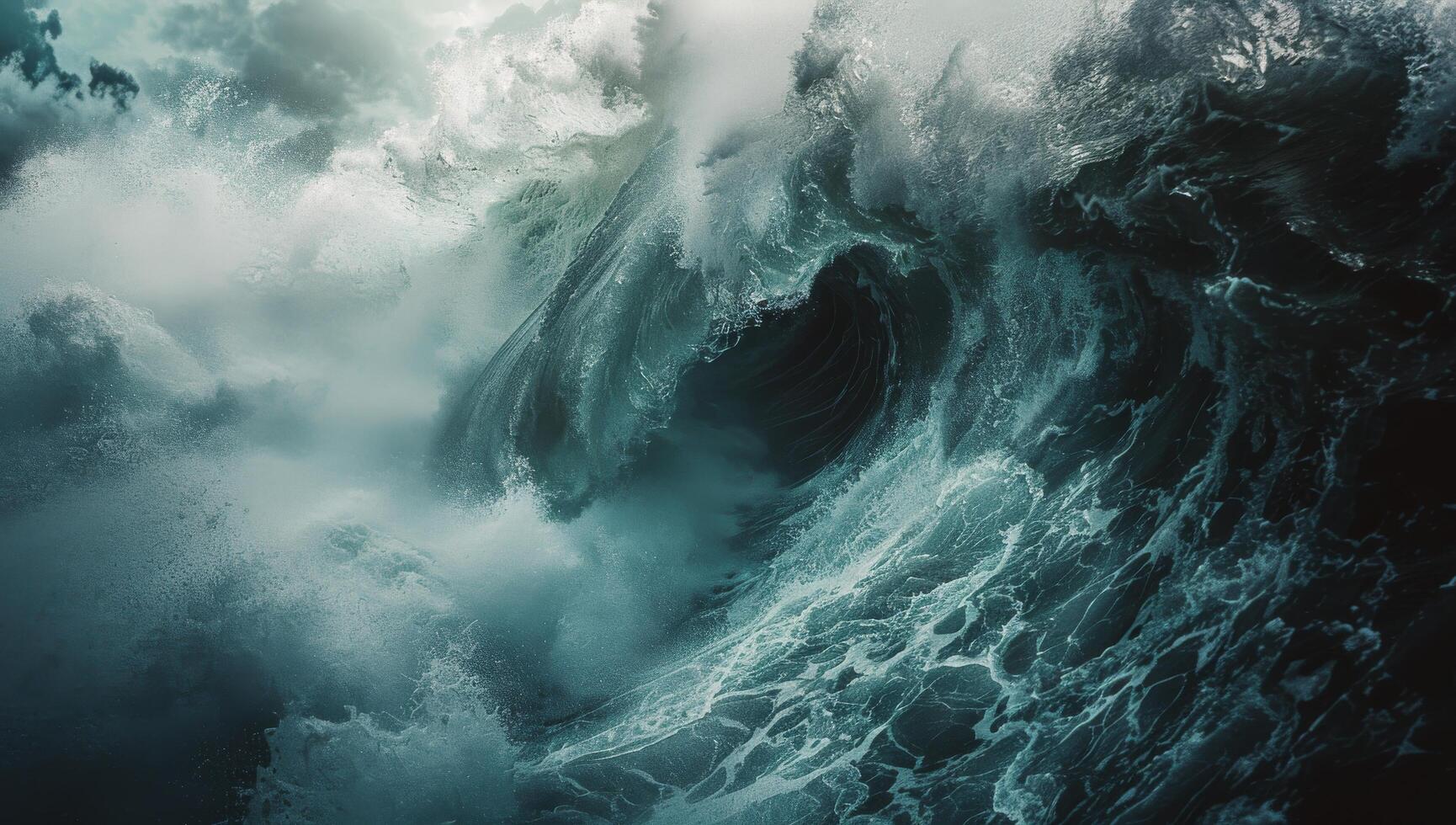 Majestic Ocean Wave Crashing During a Stormy Day photo