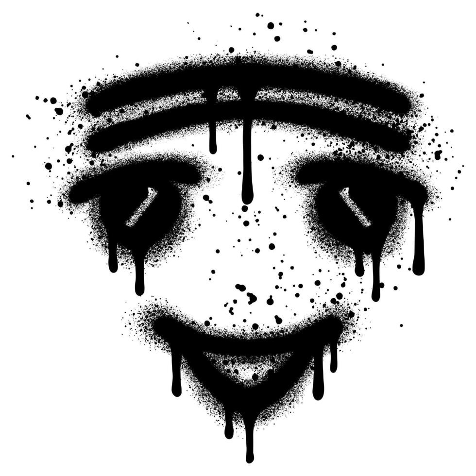 Graffiti emoticon Cool smiling Face isolated with a white background. vector