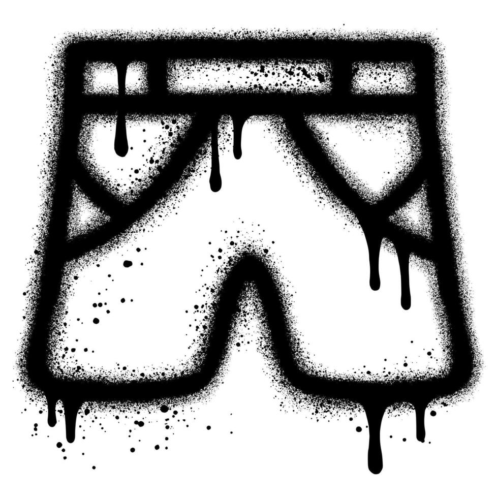 Trousers graffiti with black spray paint. vector