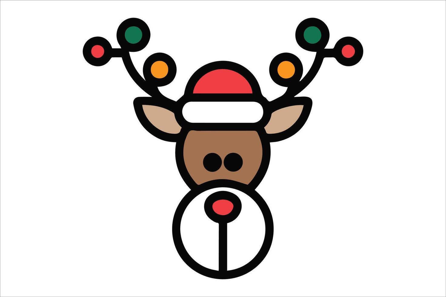 Cute reindeer with Santa hat and bow illustration vector