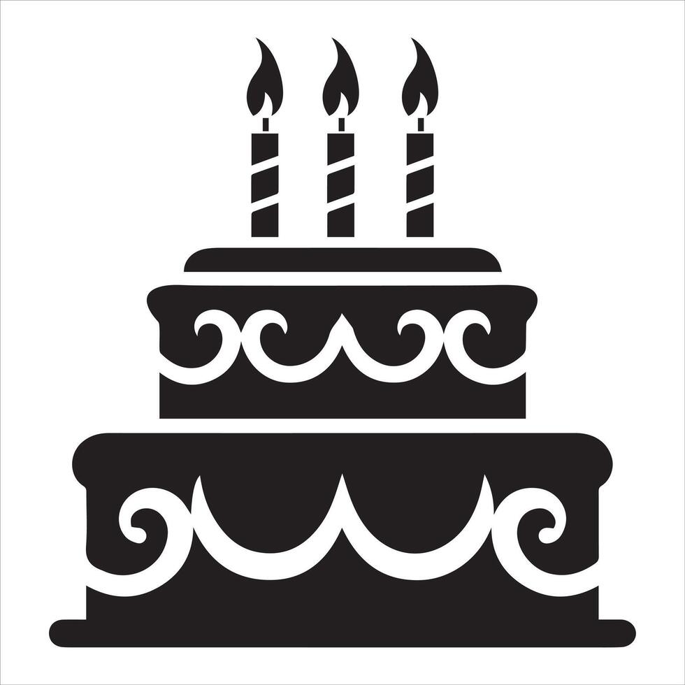 Birthday cake with icon silhouette illustration vector