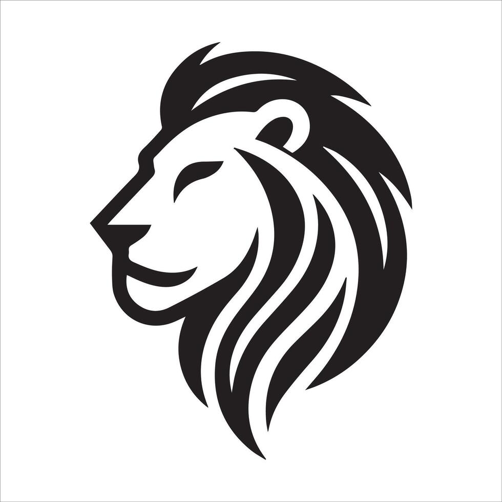 Lion head logo design icon symbol silhouette art vector