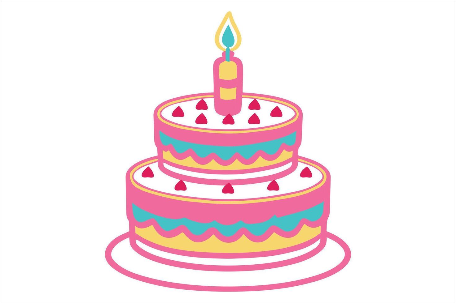 Celebrate with a sweet cream pie birthday cake and candle Art vector