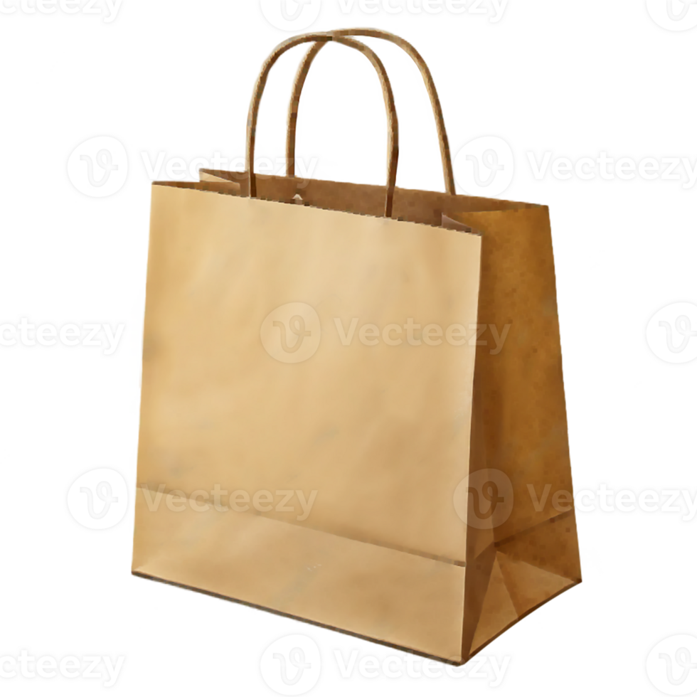 brown paper shopping bag isolated on transparent background png