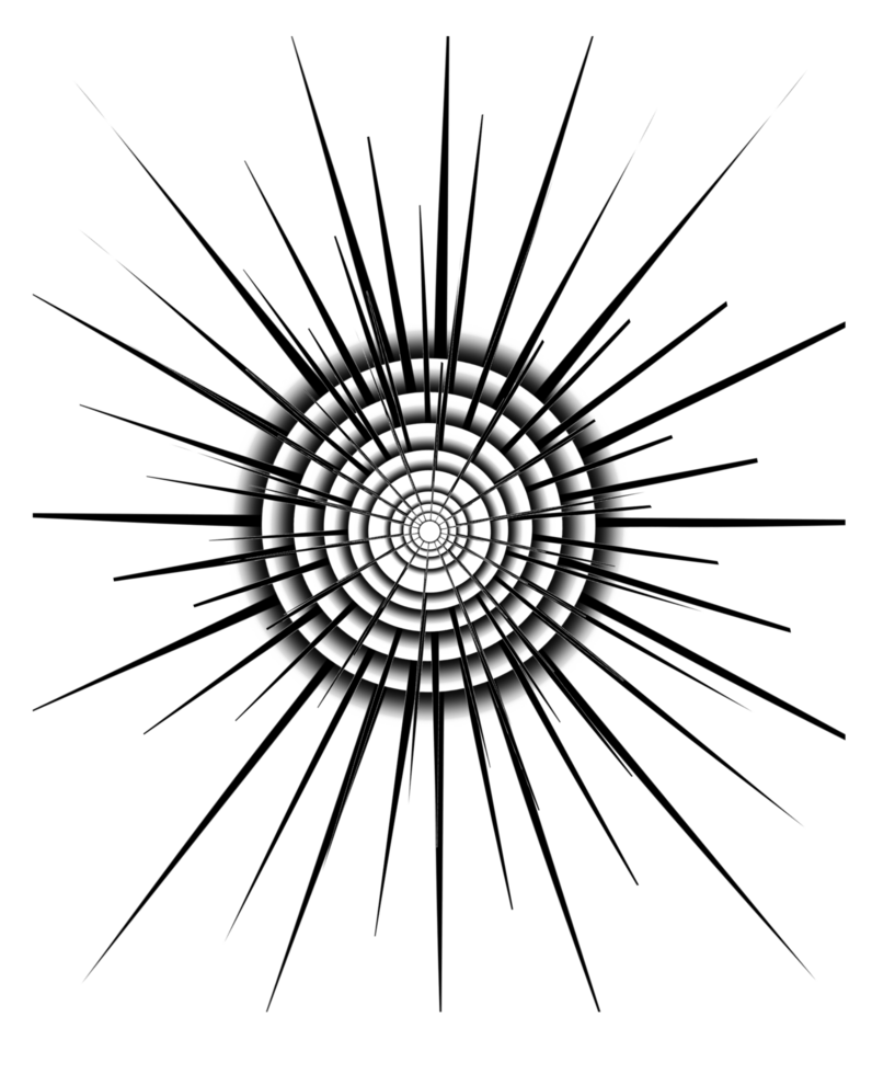 A black and white image of a sunburst png