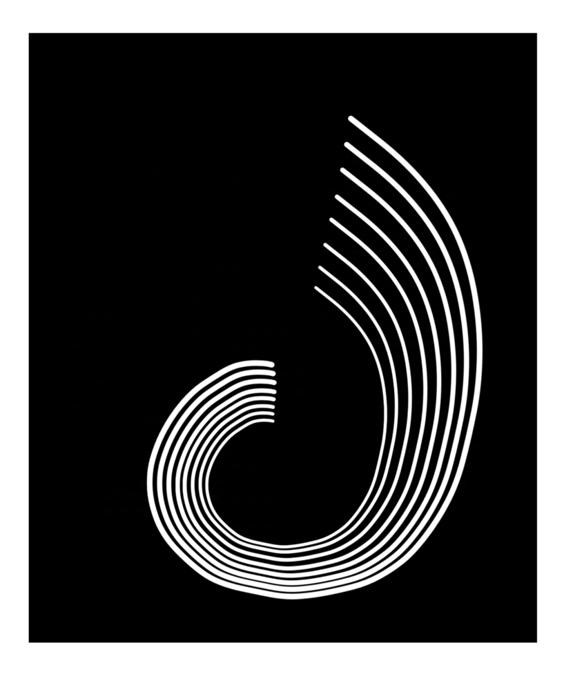 A black and white logo with a spiral png