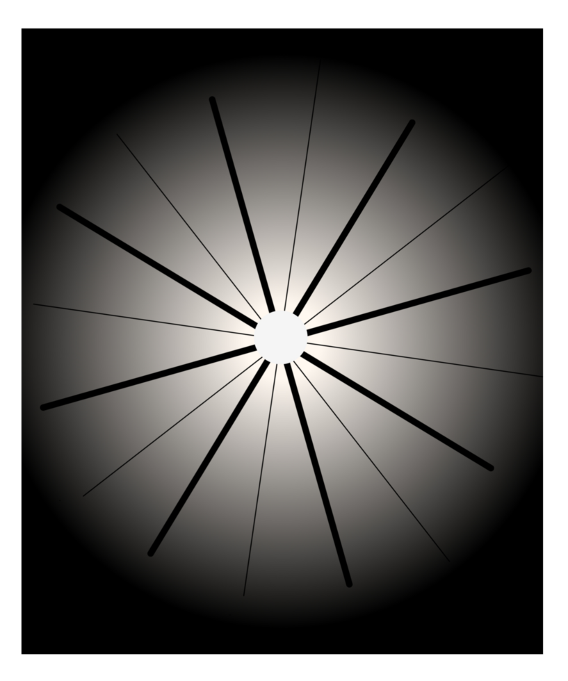 A black and white image of a starburst png