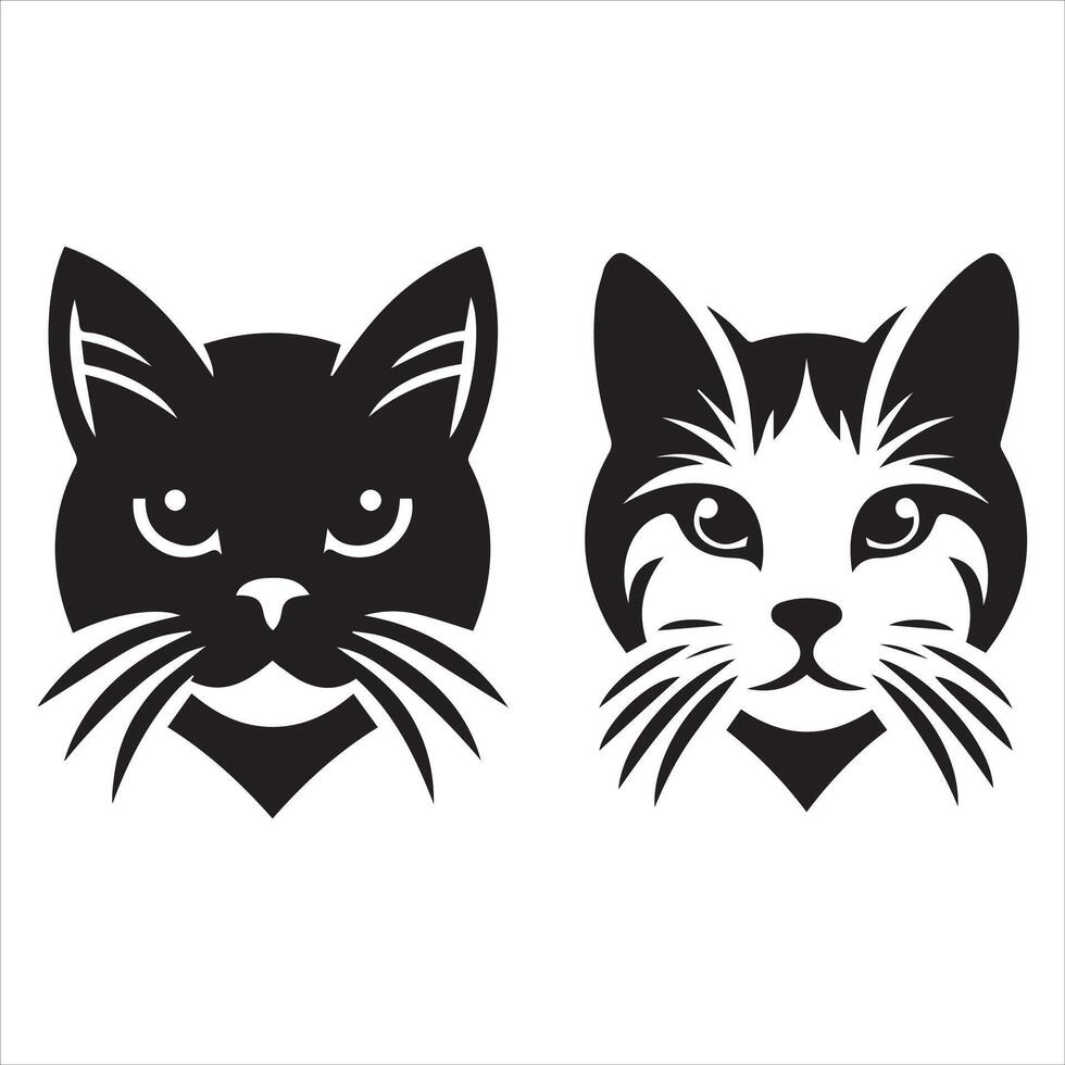 Modern cat logo collection stylish symbols for your business vector