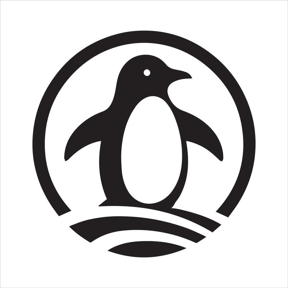 Sleek penguin silhouette in flat design vector