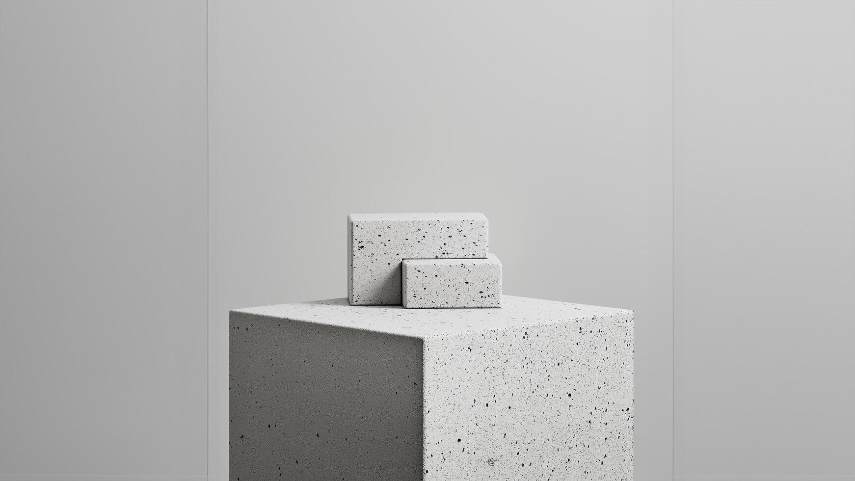 A white cube on top of a white pedestal photo