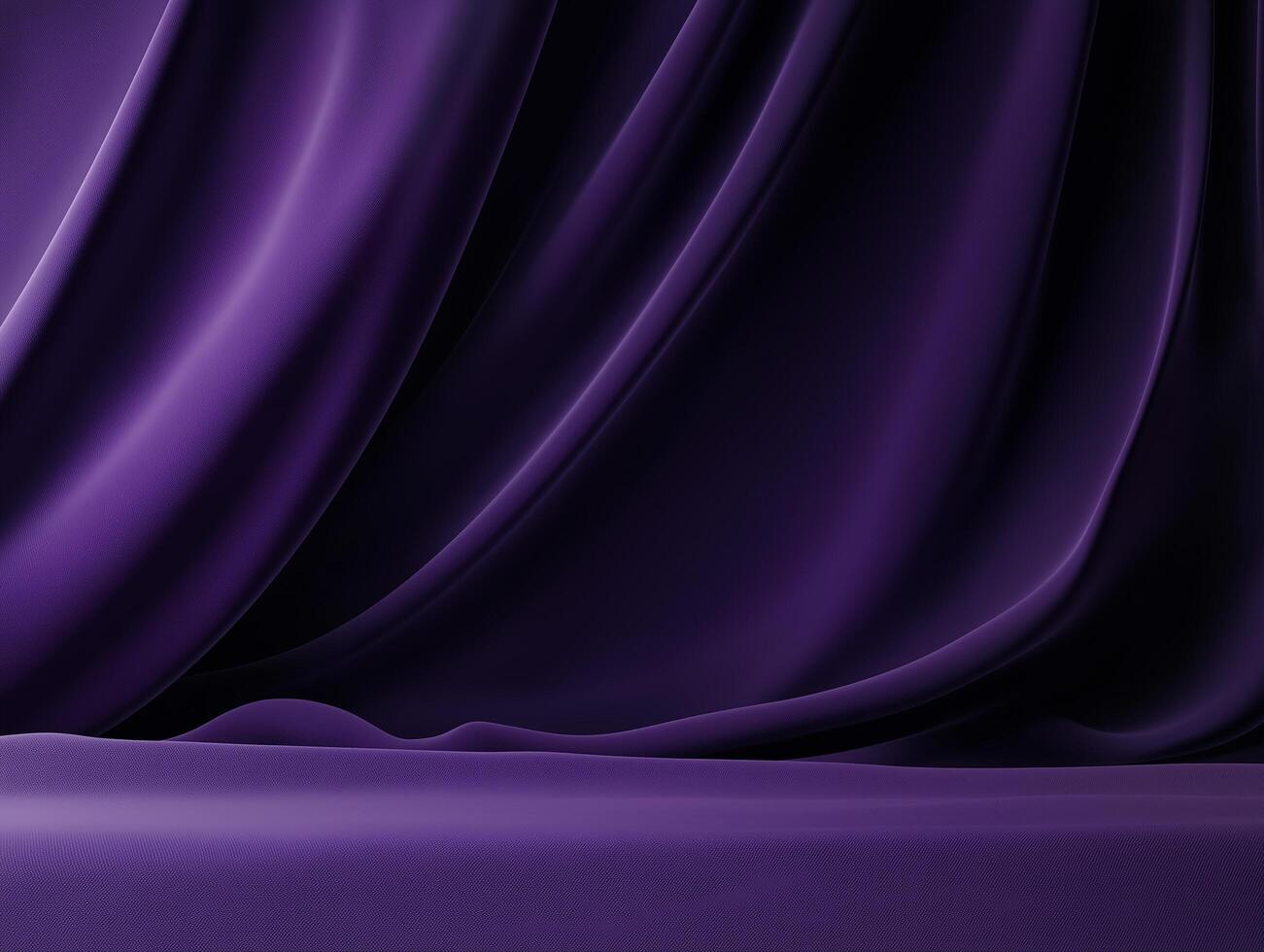 Elegant purple fabric background with smooth, flowing folds, perfect for showcasing luxury products. making it an ideal backdrop for any high-end product display, branding, or beauty design. photo