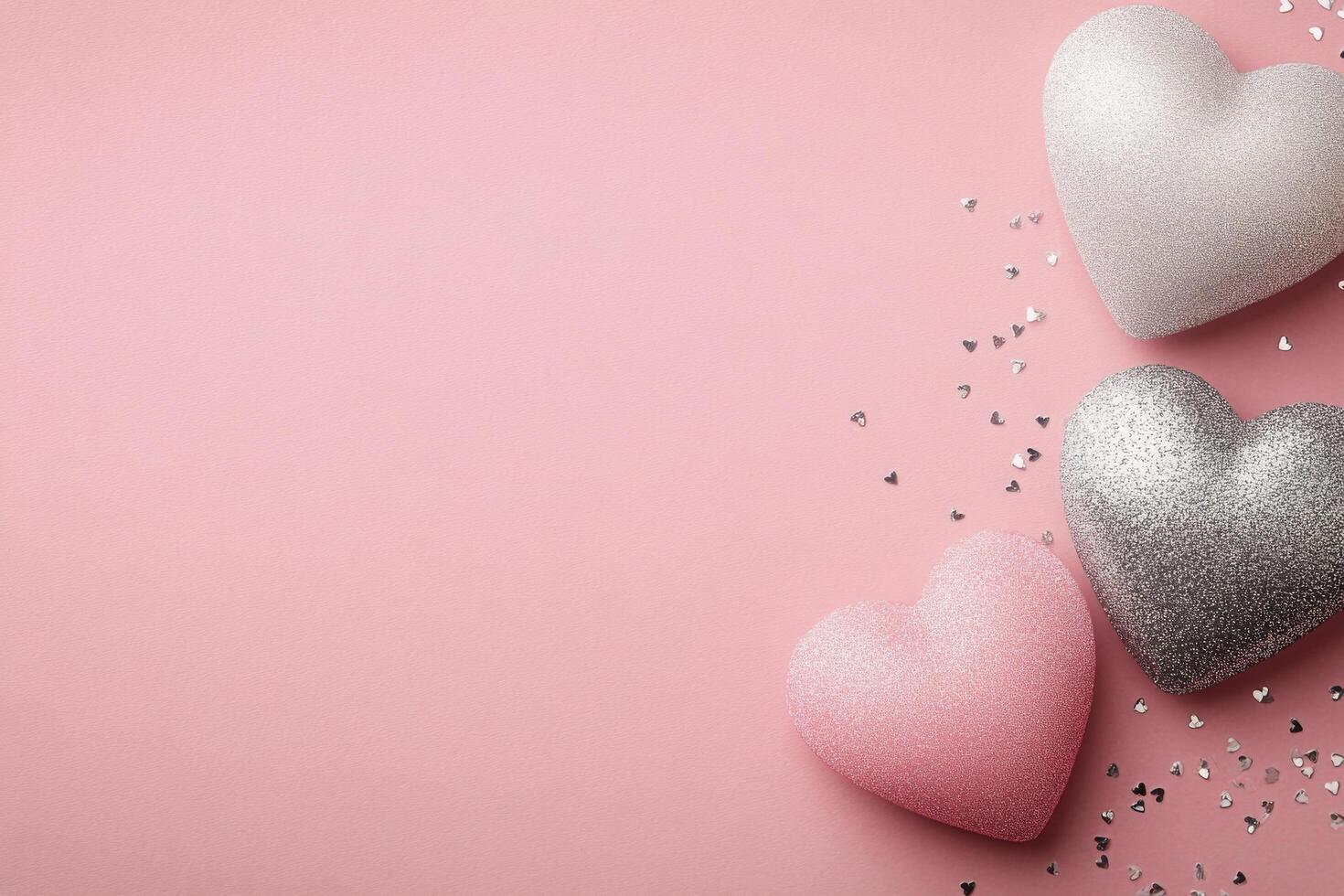 Hearts on soft pink, with sparkly bokeh for Valentines season photo