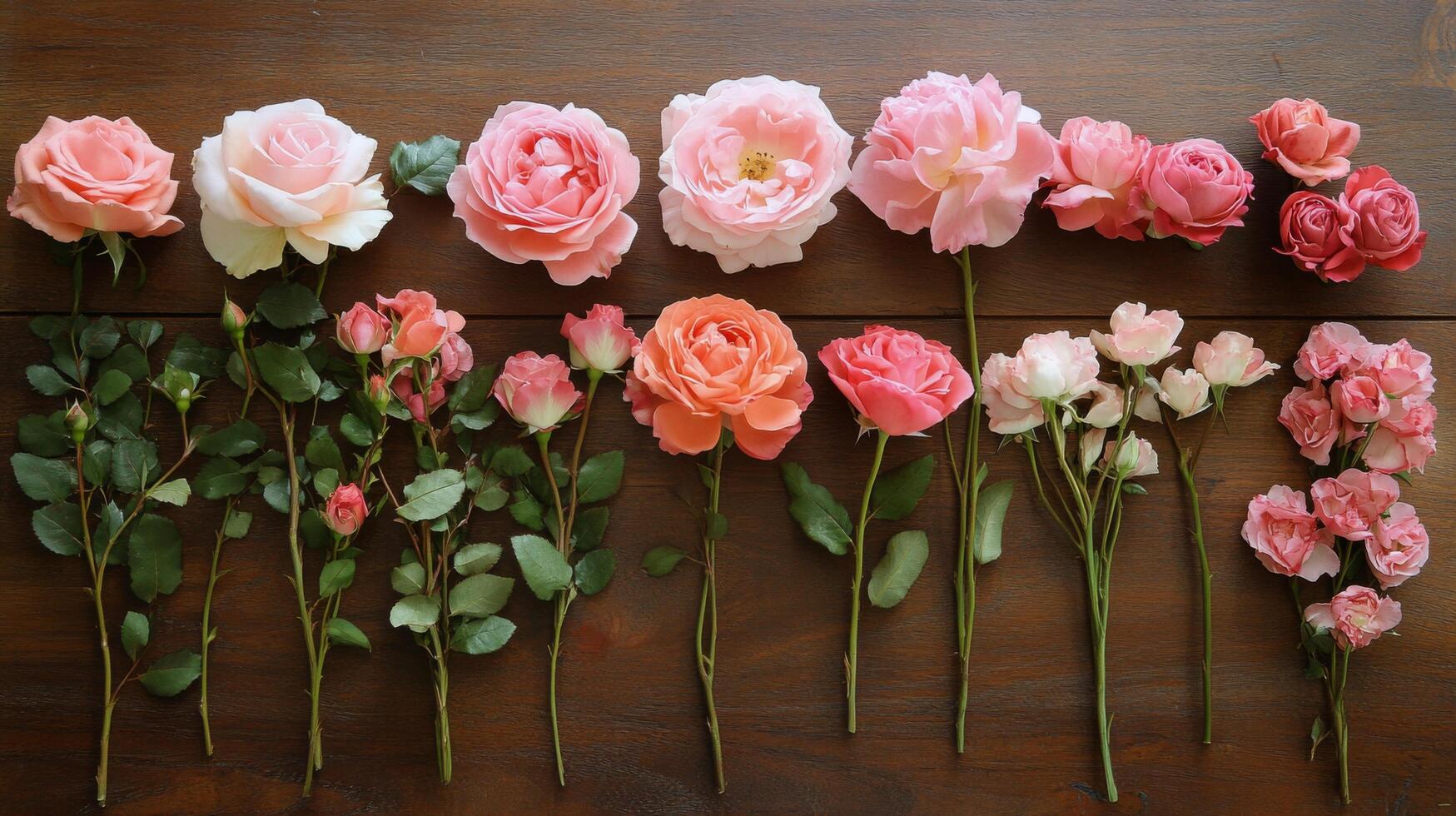 Beautiful arrangement of pink roses on a rustic wooden table during daylight photo