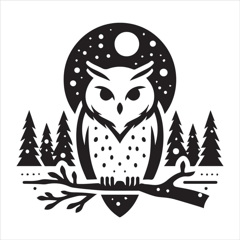 Mystical owl silhouette elegant and enigmatic designs on branch vector