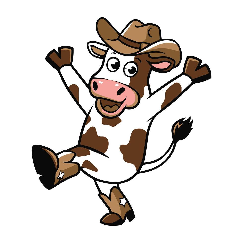 Happy Dancing Cow Clip Art Illustration vector