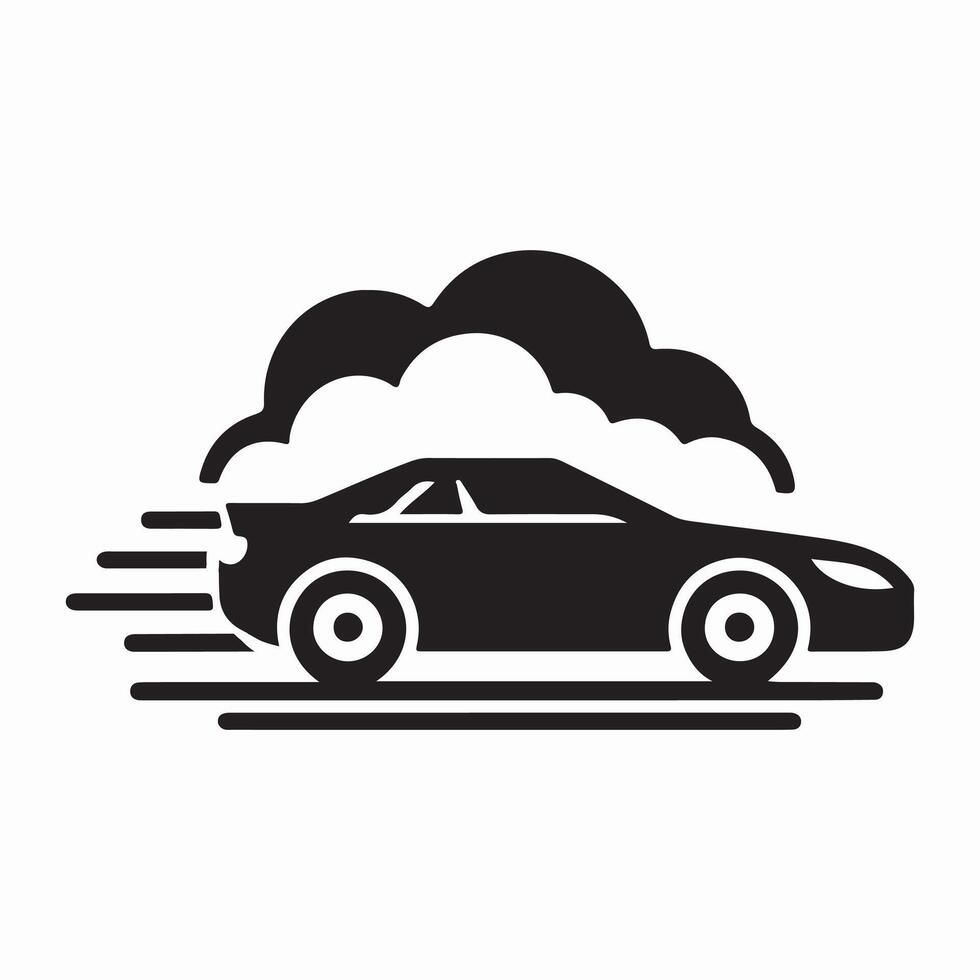 Modern Car icon logo Silhouette with Sunset Background vector