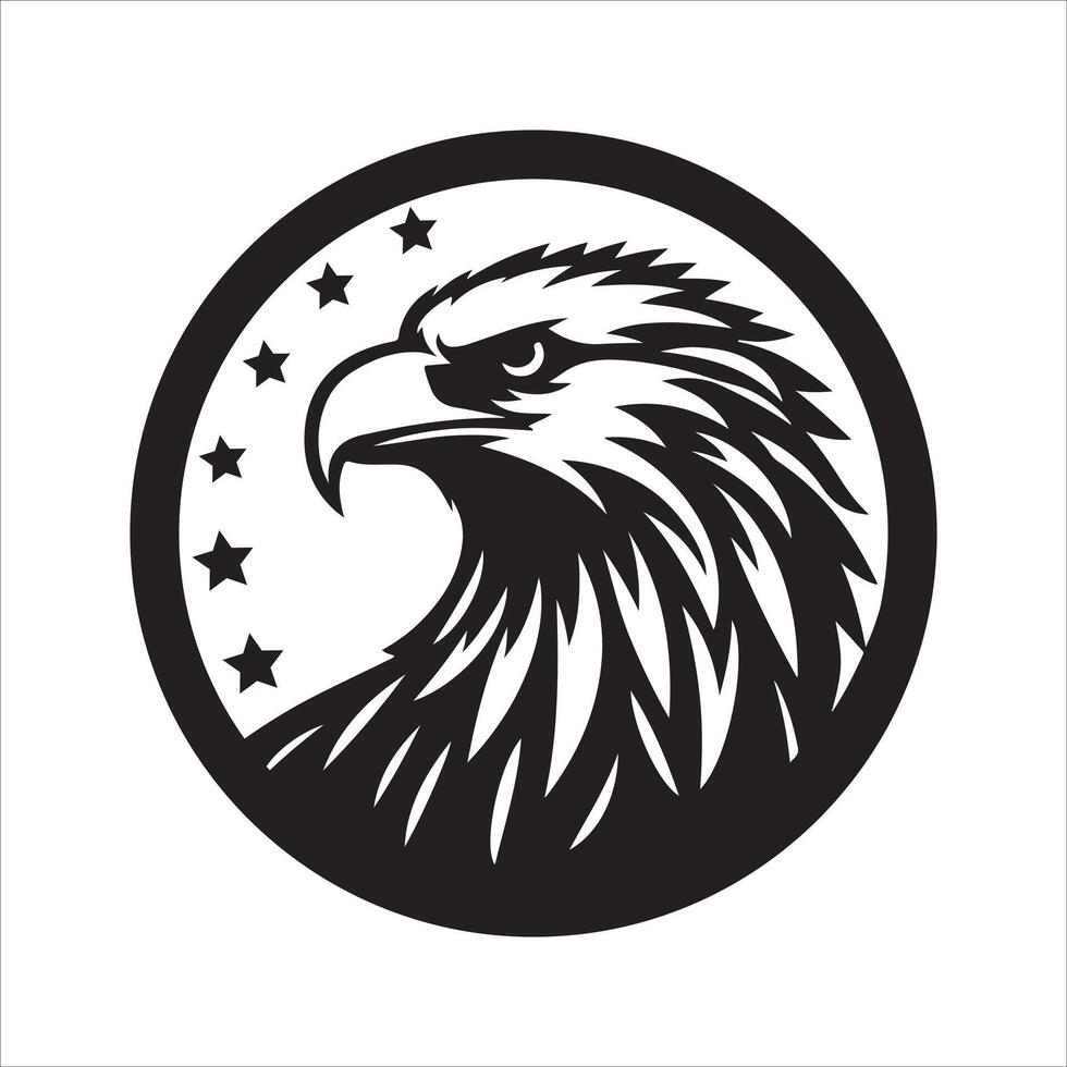 Eagle Head in Circular Frame Professional Silhouette vector