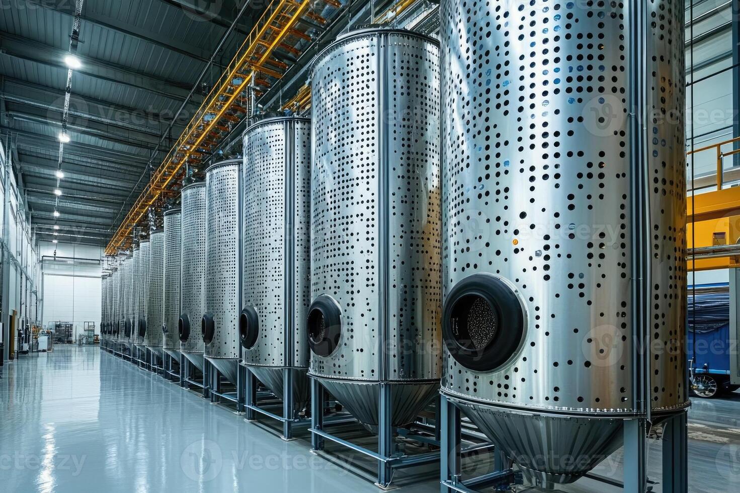 Row of large metal tanks photo