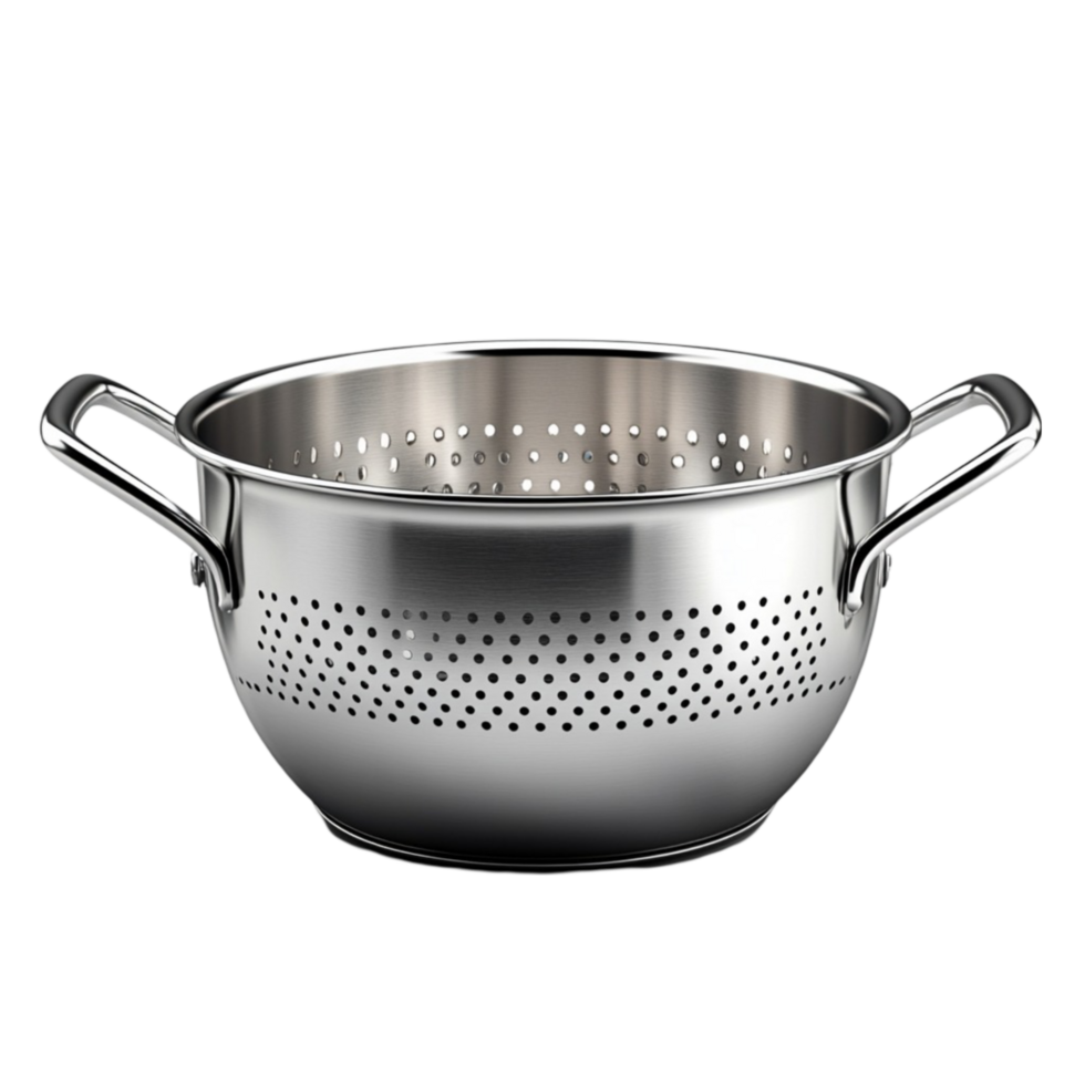 Stainless Steel Perforated Colander with Wide Base png