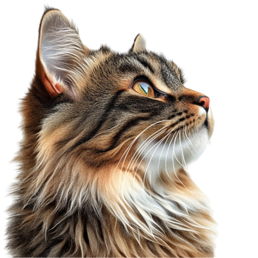 Fluffy Tabby Cat Facing Left png