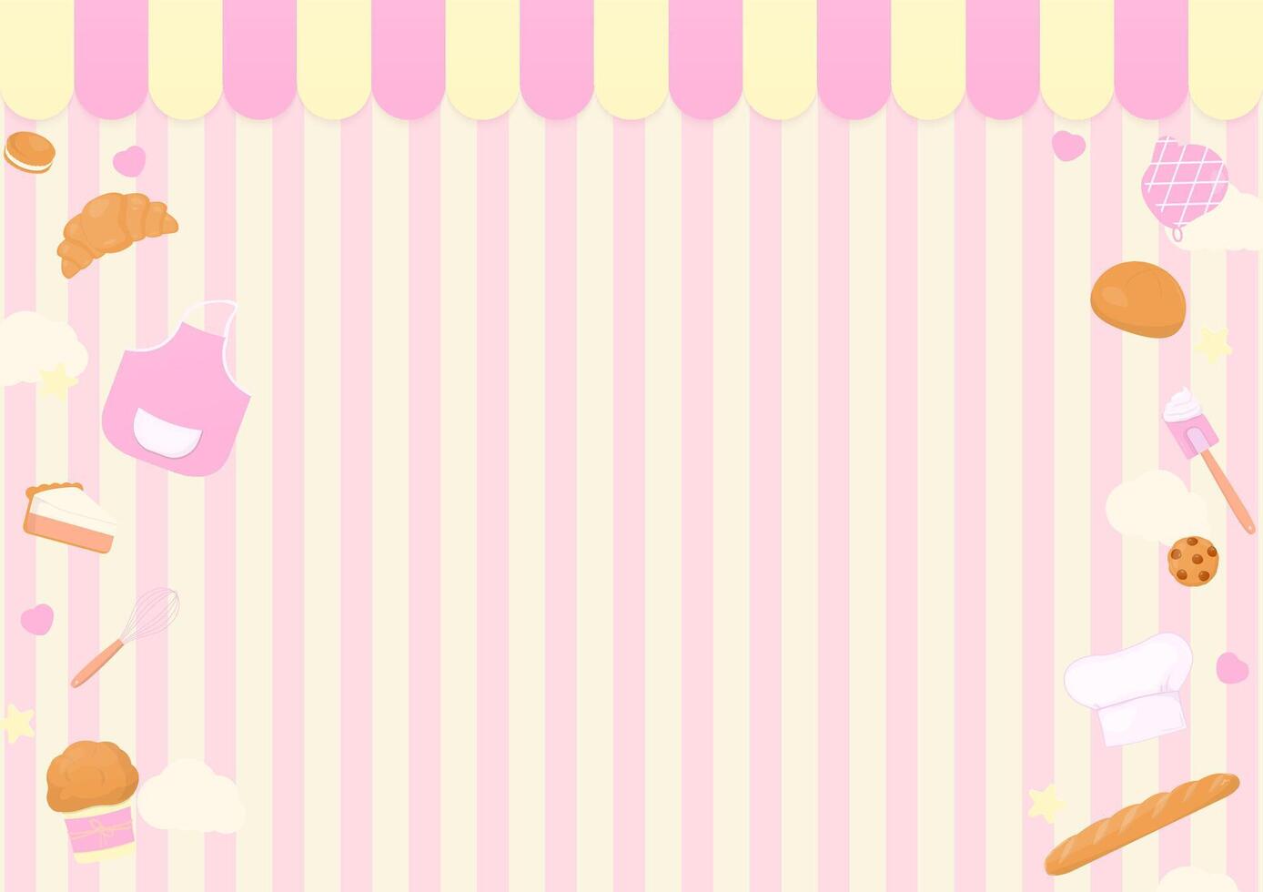 Sweet bakery shop on striped background vector