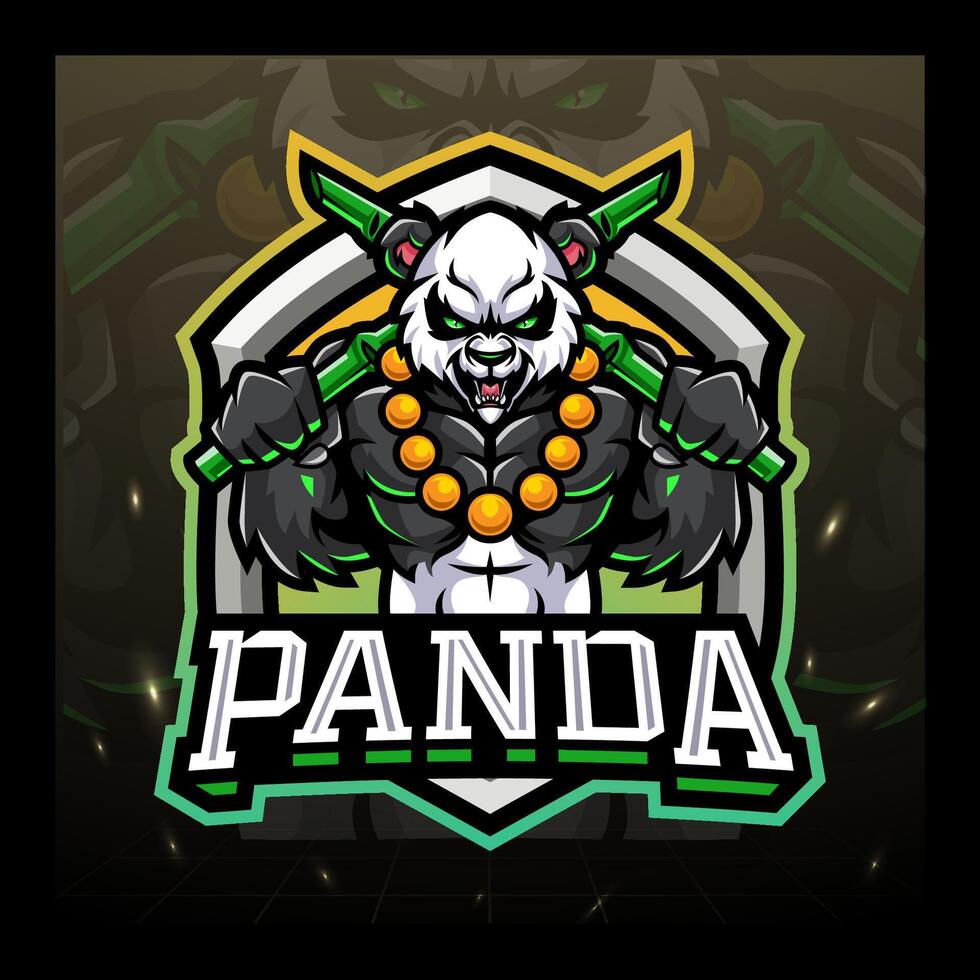 Panda master mascot esport logo design vector
