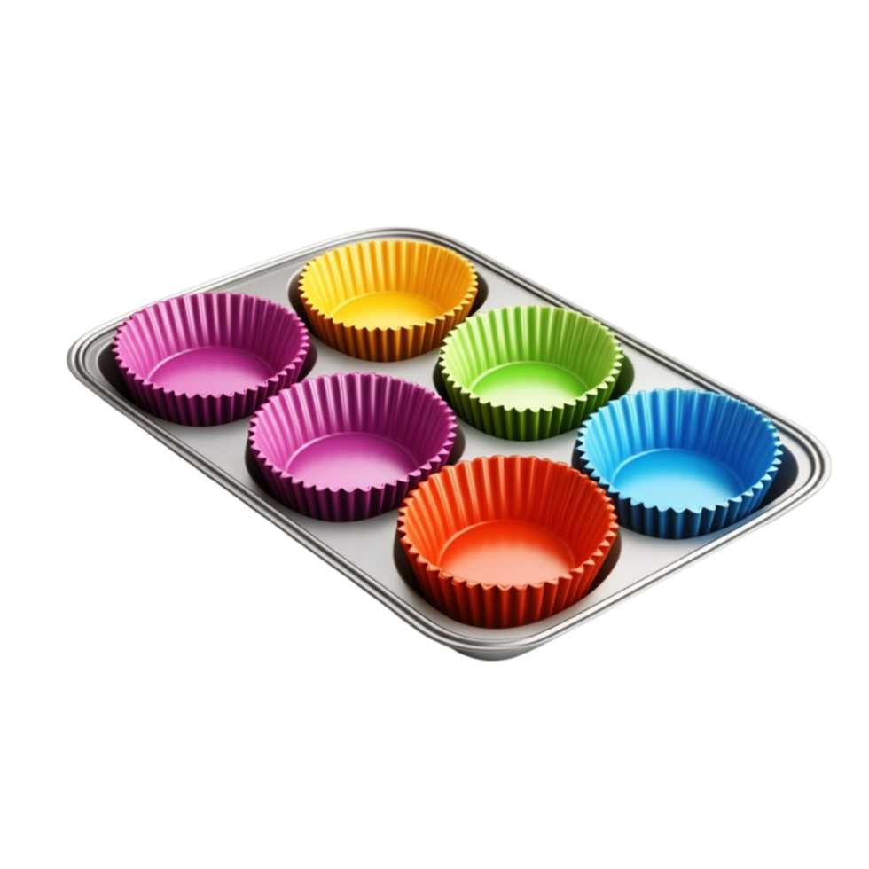 Cupcake Tin with Colored Cupcake Liners png