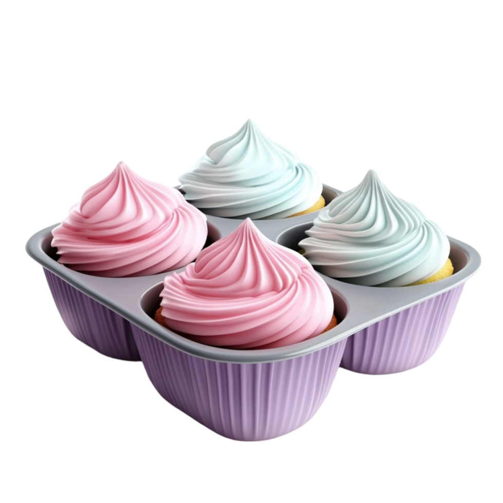 Colorful Frosted Cupcakes Trio png