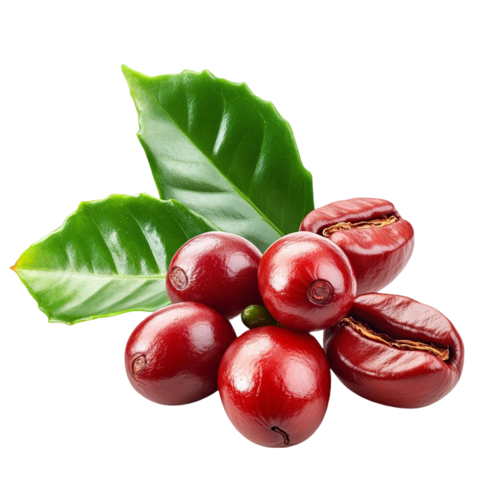 Coffee Red Bean with Green Leaf png