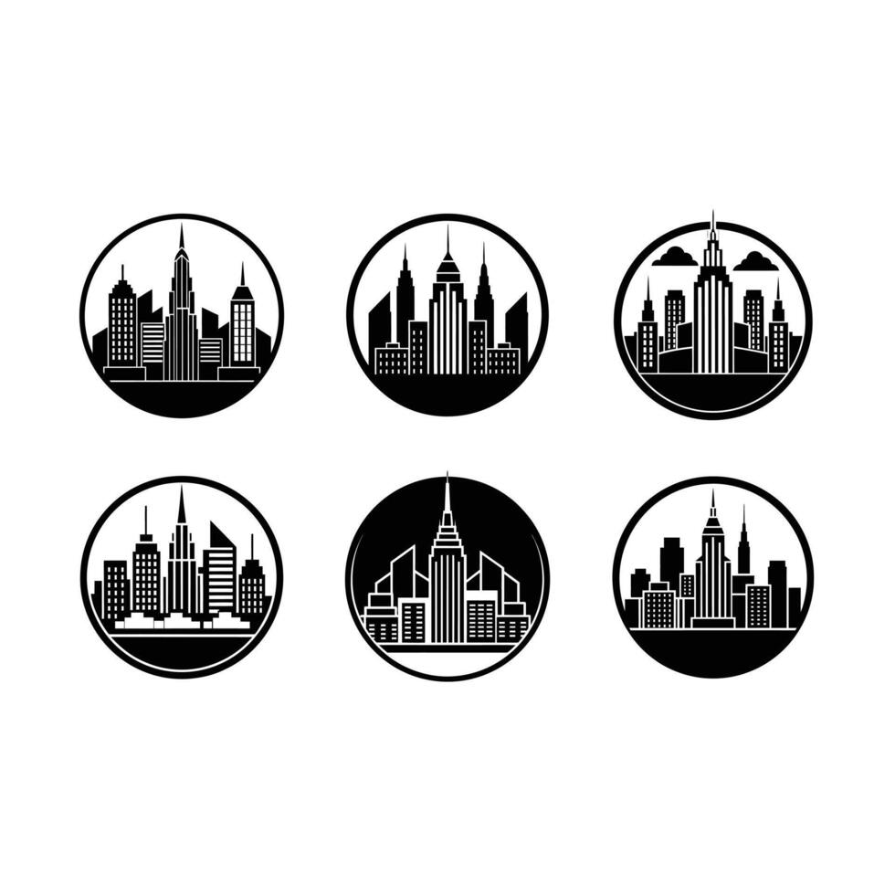 Stylish Manhattan city skyline icon for modern design projects vector