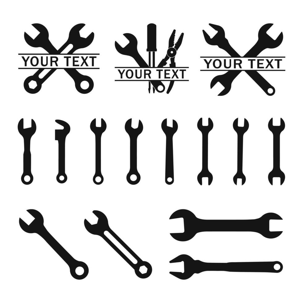 Wrench icon set. repair icon. tools icon, Spanner symbol, Hammar Mechanic spanner sign set. sign for designs. vector