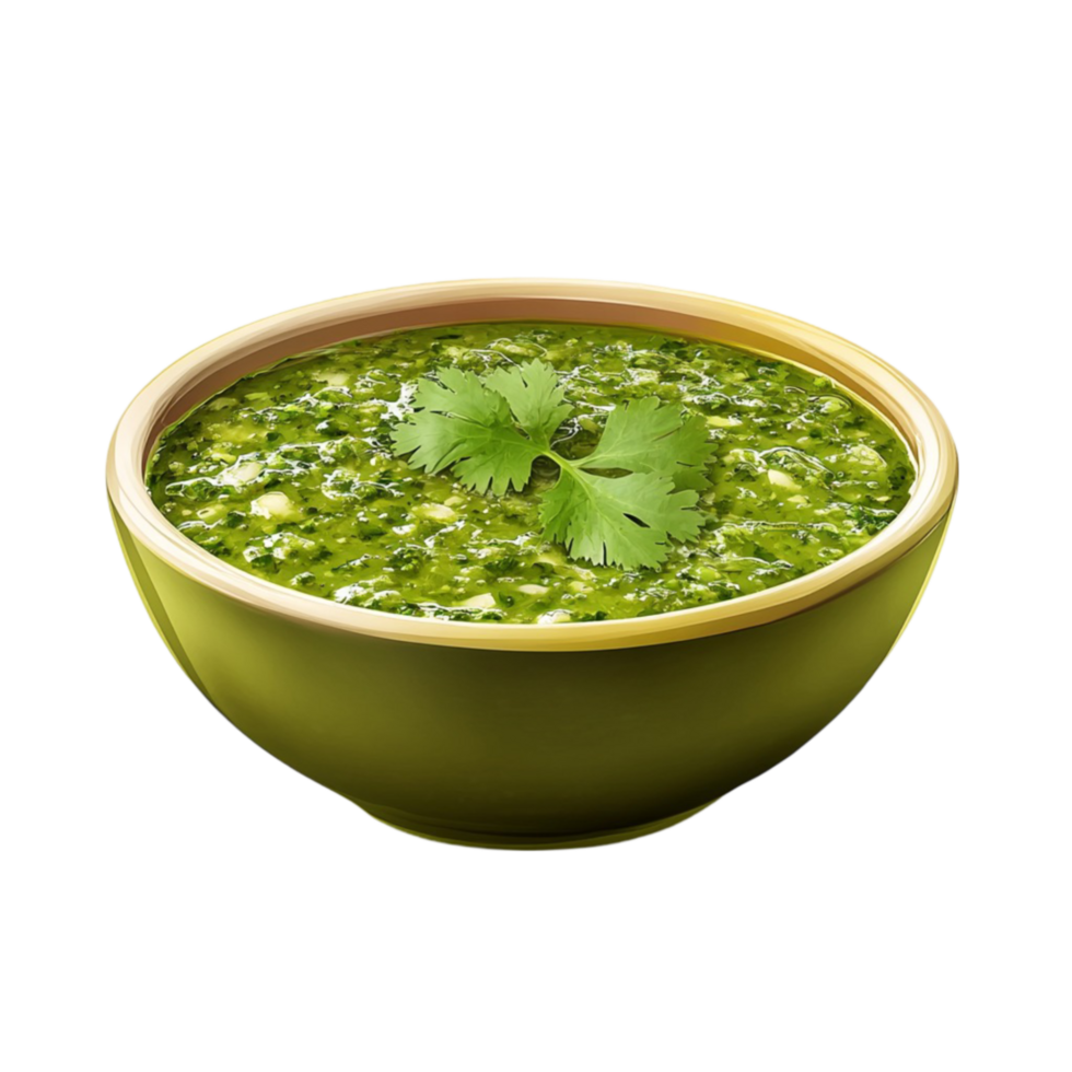 Green Salsa in Bowl with Cilantro png