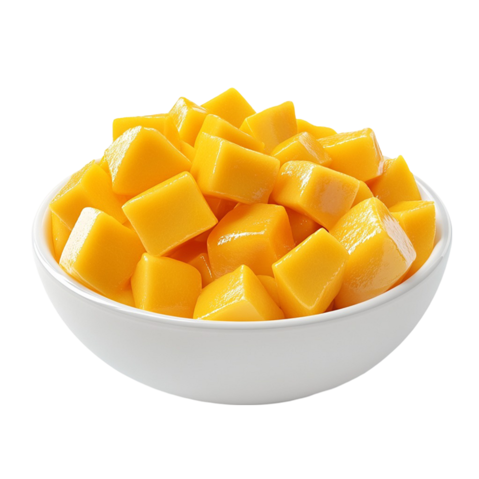 Fresh Mango Cubes in Bowl png