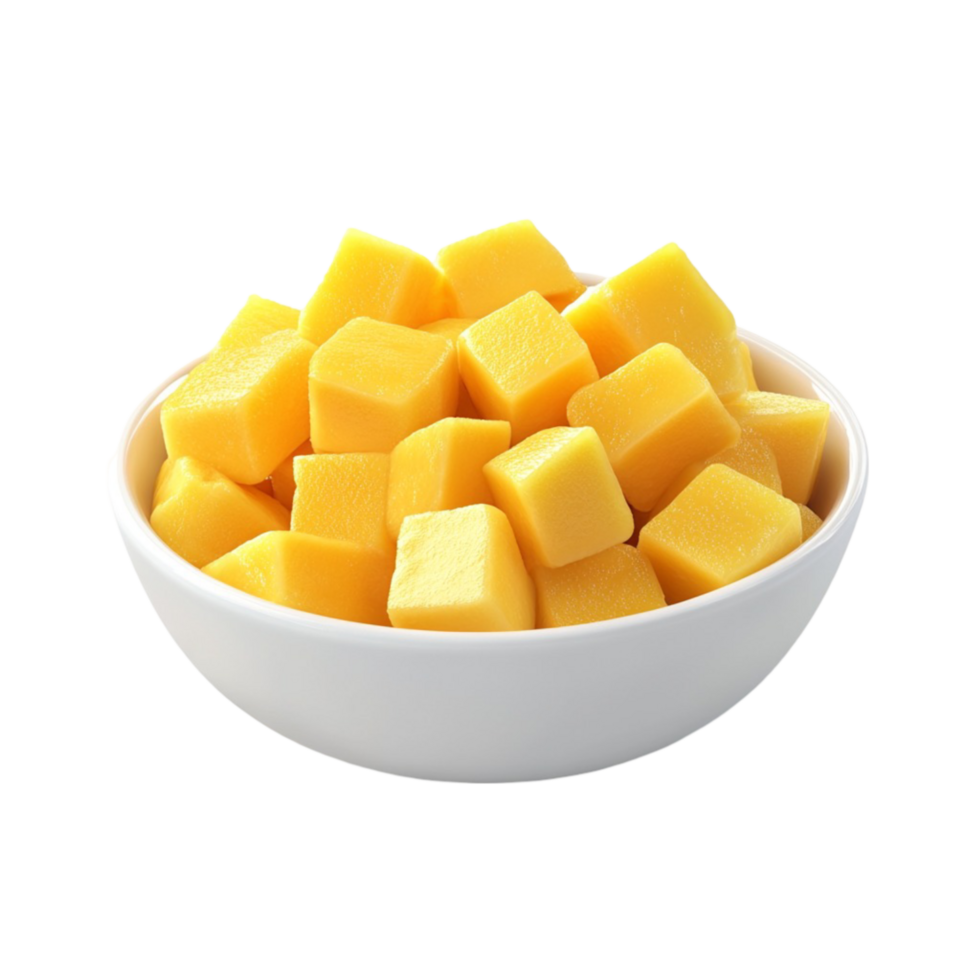 Bowl of Mango Cubes on Transparent Background png
