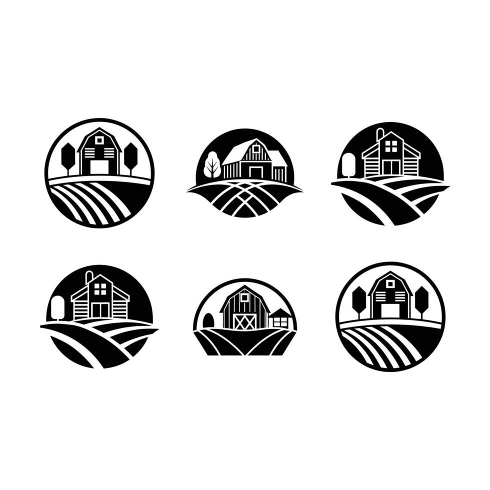 Farm Black Icon - Farm, Agriculture, Crop, Barn, Ranch, Farm Tools Graphic Design vector