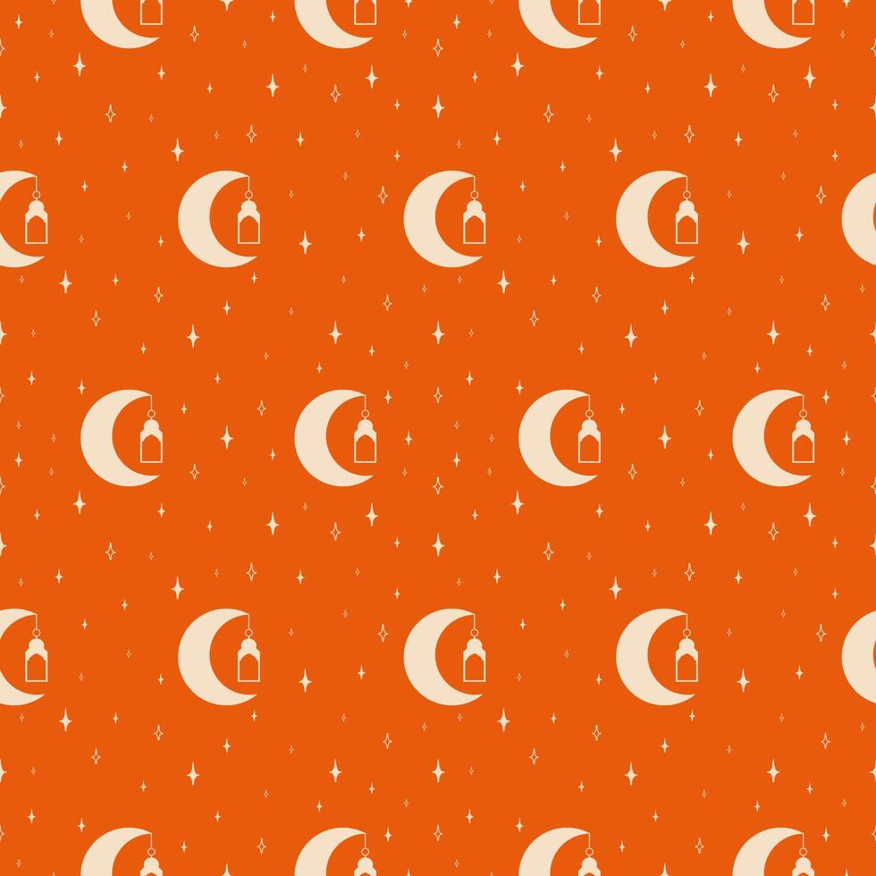 Ramadan kareem with crescent moon pattern. Islamic celebration simple 2d . Repetition pattern vector
