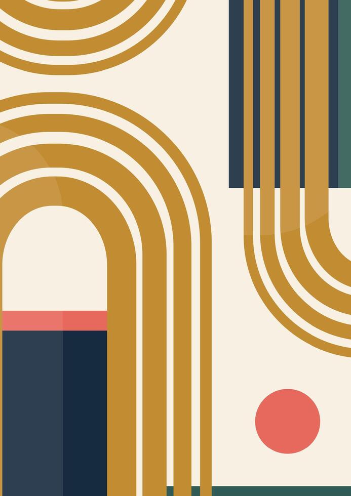 Modern abstract aesthetic background with geometric shapes. Wall decor in simple flat 2d style vector