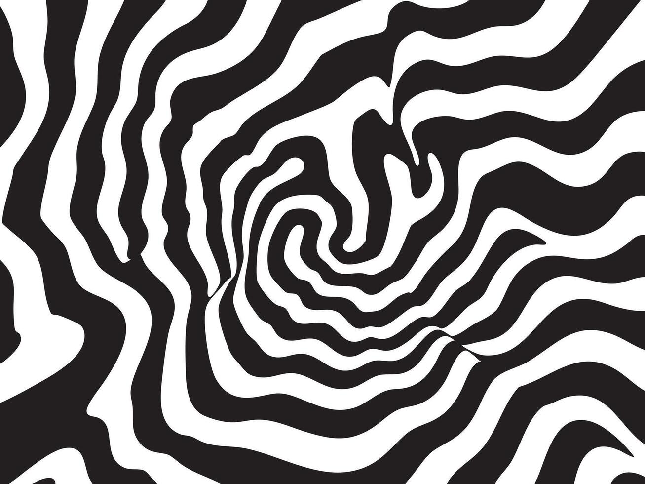 Dynamic Zebra Style pattern Optical Art in Black and White vector